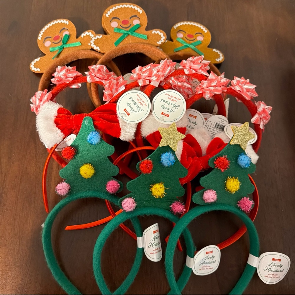 Lot Of 14 Brand New Christmas Novelty Headbands Gingerbread, Trees, Bows
